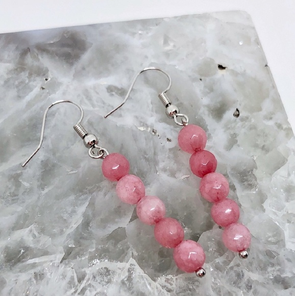 Pretty pink agate earrings - Picture 3 of 4